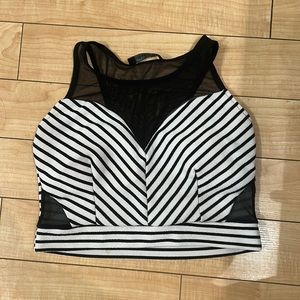 Seduction Black & White striped Crop Top (Large)